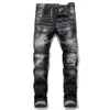 Uomo Più Distintivo Jeans Slim Fit Gamba Dritta Lavato Stilista Dipinto Biker Pantaloni Denim da Uomo Pantaloni Taglia Grande 122