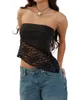 Women's Tanks Women Y2k Sleeveless Crop Top 2023 Summer Strapless Tube Lace Patchwork Sheer Mesh Streetwear