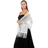 Scarves Women Solid Party Evening Lace Shawl Scarf Elegant Sheer Hollow Tassel Wraps Female Mesh Yarn Wedding
