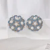 Pendientes de botón Hermoso corazón Color brillante CZ Piedra Micro-incrustaciones Perla de imitación Pendiente clásico Mujeres Oro Plateado Joyería