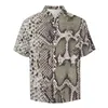 Chemises décontractées pour hommes imprimé peau de serpent chemise ample homme plage peau d'animal été personnalisé manches courtes Streetwear Blouses surdimensionnées