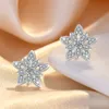 Boucles d'oreilles à tige en forme de flocon de neige avec diamants étincelants pour femme