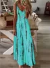 Sukienki swobodne damskie spaghetti maxi sukienka krawat barwiony nadruk duży huśtawka długie wakacyjne pasek plażowy żeńskie kamizelki 2023 lato