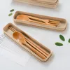 Wooden Chopsticks Spoons Knife Set Portable Dinnerware Set With Packing Box For Travel Camping C48