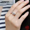 Solitaire Ring Zdadan 925 STERLING Gümüş Çift Zirkon Yüzükleri Kadınlar Moda Düğün Nişan Mücevher Hediye Z0603