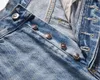 Calças masculinas com vários botões jeans rasgados lavados masculinos femininos tamanho da UE tecido pesado moda