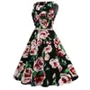 Casual Dresses Women's Vintage Sleeveless Cotton 50s Style Retro Print Dinner Formal Dress With Belt Evening Gowns Sleeves