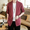 Jaquetas masculinas 2023 quimono masculino ponto aberto tradicional sólido e casacos masculinos streetwear botão cardigã