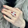 Cluster Rings Vintage Marquise Cut Ruby Gemstone Ring Luxury 925 СВИЛЬНАЯ СЕРИНА