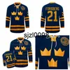 Sj98 # 21 Peter Forsberg Jersey Team SWEDEN Maillots de hockey sur glace brodés 100% Stithed Blue Custom Your Name Number