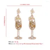 Dangle Earrings Personalized Trendy Goblets Wine Glass For Women Creative Design Inlaid Rhinestone Pearl Cocktail Cup Jewelry