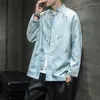 Abbigliamento etnico Cappotto retrò tradizionale cinese Uomo Autmn Print Tang Suit Giacca con collo alla coreana Camicia streetwear asiatica orientale