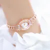 Montres-bracelets Vintage Or Luxe Diamant Ensemble Beimu Cadran Quartz Montre Femme Élégant Ovale Pointeur Chaîne Étanche Cadeau Renogio Femino
