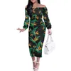캐주얼 드레스 가을 가을 가을 여성 이브닝 파티 2023 폴리네시아 부족 의류 하와이 오아 레 하아 프린트 에디드 바디 콘에서 어깨 4xl
