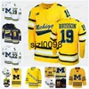 Sj98 Michigan Wolverines Hockey Jersey Quinn Hughes Dylan Larkin Cam York Strauss Mann Thomas Bordeleau Matty Beniers Owen Power Jack Becker