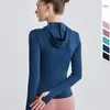 Camicie attive Abbigliamento da yoga Sensazione di nudo da donna Adatto alla pelle Con cappuccio Sport Maglione a maniche lunghe Corsa Asciugatura rapida Top Allenamento femminile