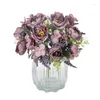 Dekorativa blommor 28 cm rosrosa siden Peony Artificial Bouquet 5 Big Head och 4 Bud Fake For Home Wedding Decoration Inomhus