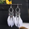 Boucles d'oreilles pendantes 2023 bohème longue plume pour femmes plage chaîne gland goutte mariage mariée bijoux Oorbellen cintres