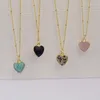 Pendant Necklaces Trendy Jewelry Dainty Chain Semi Precious Heart Stone Short Necklace Female 16"