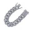 Rq Big Chunky Pulsera cubana para hombre Hielo Hip Hop Cadena Plata 18k Chapado en oro Iced Out Diamond Link