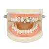 Hip Hop Rapper Dental Tanden Grillz Gouden bretels glanzende tien zirkonen enkele tand mode-sieraden tand grills groothandel show performance sieraden 1282