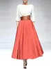 Work Dresses Runway Fashion Women Autumn Set 2023 White Diamonds Beading Knitted Top Long Orange Skirt Elegant Party Office 2 Piece