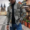 Men's Jackets 2023 Autumn And Winter Men's 3D Printed Jacket Fashion Cardigan Button Geometric Style Party Casual Daily Hip-hop Funny S