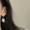 Dangle Oorbellen Y2k Mode Koreaanse Elegante Zilveren Kleur Bloem Voor Vrouwen Meisje Persoonlijkheid Gothic Punk Ontwerp Vriend Sieraden Gift
