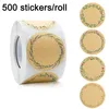 Gift Wrap 500Pcs Vintage Kraft Paper Sealing Sticker Scrapbook Stationery Label Stickers Handmade Flower Wreath Pattern