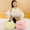 Plush Dolls Cute Cartoon Animals Pillow Girl Rabbit Frog Piggy Office Nap Back Cushion Warming Hands Toys Gift 230603