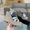 Hot Lady Wedges Sandals Sandal High Heels Shoes Tribute Wedge Espadrille Heeled Women Sandal Luxury Design Woman Wedding Party Dress Pump
