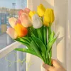 Flores decorativas tulipas artificiais toque real falso holland pu buquê de tulipas flor de látex para decoração de escritório de festa de casamento