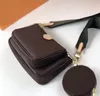 3-teilige Geldbörse, Damentasche, klassische Mode, Damen-Luxus-Designer-Umhängetasche, hochwertige Handtasche, bedruckt, dreiteilige Geldbörse, kreisförmige Münztasche, dreiteilig