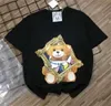 Mens Women's T Shirts & Tees Summer Cotton Tops flocking cartoon bear letter embroidery loose short sleeves for Couple Coats