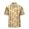 Camisas casuais masculinas 2023 verão plus size size masculino de camisa havaiana design de padrões étnicos de lapela Button Classic Fashion Trend Short