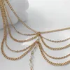Modische mehrschichtige Kette, lange Perlen-Damen-Knöchelkette, goldenes Knöchelarmband, Strand-Barfuß-Sandalen-Schmuck