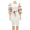 Dress Church Dresses for Women Plus Size Elegant Fashion Embroidery Floral Sleeves African Women Ladies Formal Straight Church Dress