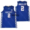 Maglia da basket Wsk NCAA College Kentucky Wildcats Sahvir Wheeler blu taglia S-3XL Tutti i ricami cuciti