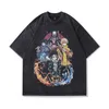 TKPA Joker Print Wash Old Small Neckline Camiseta de manga corta Hombres y mujeres High Street Media manga Antique