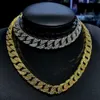 Ny ankomstfabriksförsörjning Hip Hop Diamond Cuban Chain Men's Full Iced Out Alloy Rhinestone Halsband Guld Silverfärg