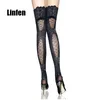 Vrouwen Sokken Sexy Sheer Over Knie Kousen Panty Lace Top Siliconen Tattoo Panty Stay Up Elastische Exotische Lingerie