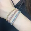 Link Armbanden TENGTENGFIT Verstelbare Oogvorm Zirconia Tennis Armband Iced Out Ketting Voor Vrouwen Mannen Kpop Goud Kleur Sieraden
