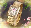Halva två sömmar Hip Hop Men's Women's Leisure Watches Business Trend Highend Japan Quartz Movement Automatic Date Clock Square Roman Dial Wristwatch Presents
