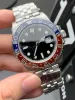 Ren fabrik Pepsi Watch Size 40mm med 3186 rörelse Solid Axis Stereoskopisk nål Sapphire Crystal Glass Mirror 904L Steel Case Watchband