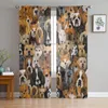 Curtain Dog Pug Cartoon Tulle Curtains For Living Room Bedroom Kitchen Decoration Chiffon Sheer Voile Window Transparent Drape
