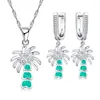 Conjunto de brincos de colar 2023 joias da moda coqueiro para mulheres acessórios moda imitação de fogo opala zircão com