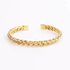 Strand High Quality Men Jewelry 18K Gold Plating Stainless Steel Blue Roman Bangle Tiger Eye Stone Macrame Bracelet Set