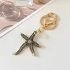 Diamond-encrusted Ocean Creative Alloy Bag Keychain Starfish Brooch Keychain Dual-use Car Pendant 1223610