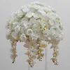 Decorative Flowers 80CM Dia Huge White Artificial Orchid Hydrangea Rose Kissing Ball Home Table Centerpieces For Wedding Baby Shower Decora