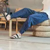 Men's Pants Chinese Style Harem Thin Breathable Cotton Linen Coil Buckle Stripe Oversized Casual Lantern Trousers Male Streetwear